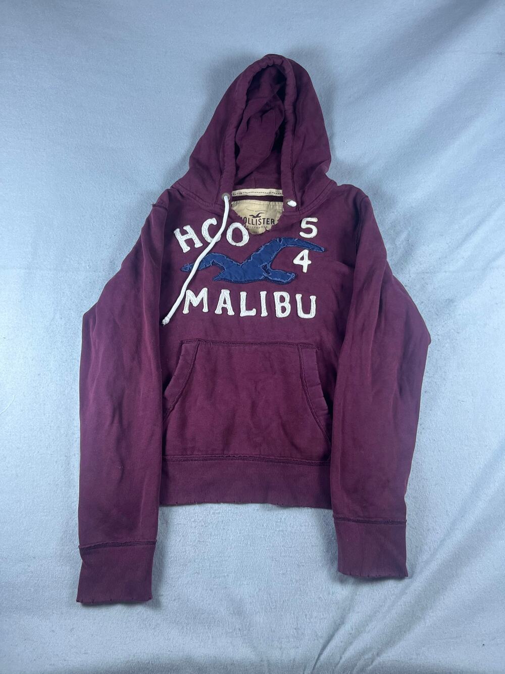 Vintage Y2K Hollister Hoodie Womens XL Maroon V Neck Malibu HCO 54 Sweatshirt